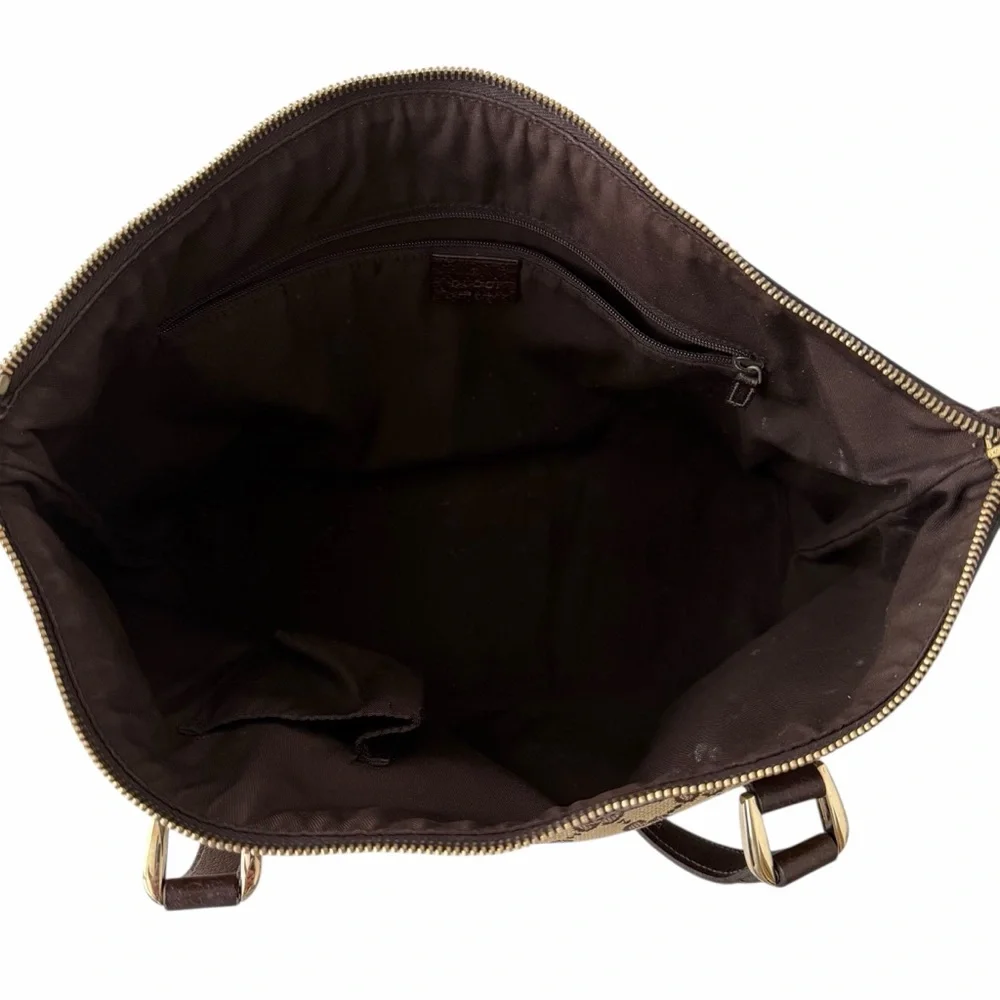 Gucci GG Canvas Abbey Monogram Tote D-Ring Shoulder Leather Handbag Purse Bag - Picture 16 of 16